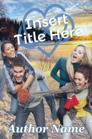 sample bookcover with 4 teens playing in the snow