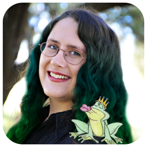 Veronica Bartles with kissing frog avatar