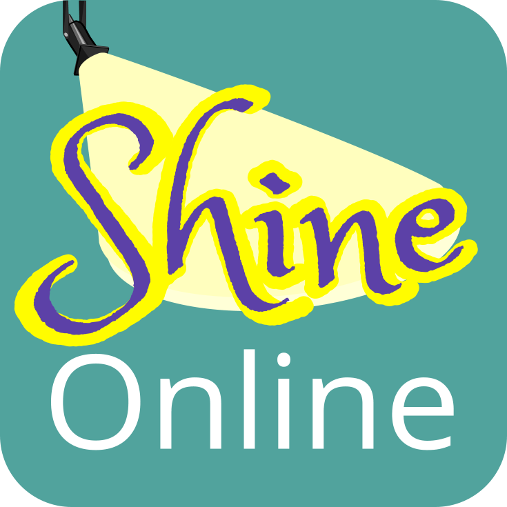 image of a spotlight, highlighting the words Shine Online!