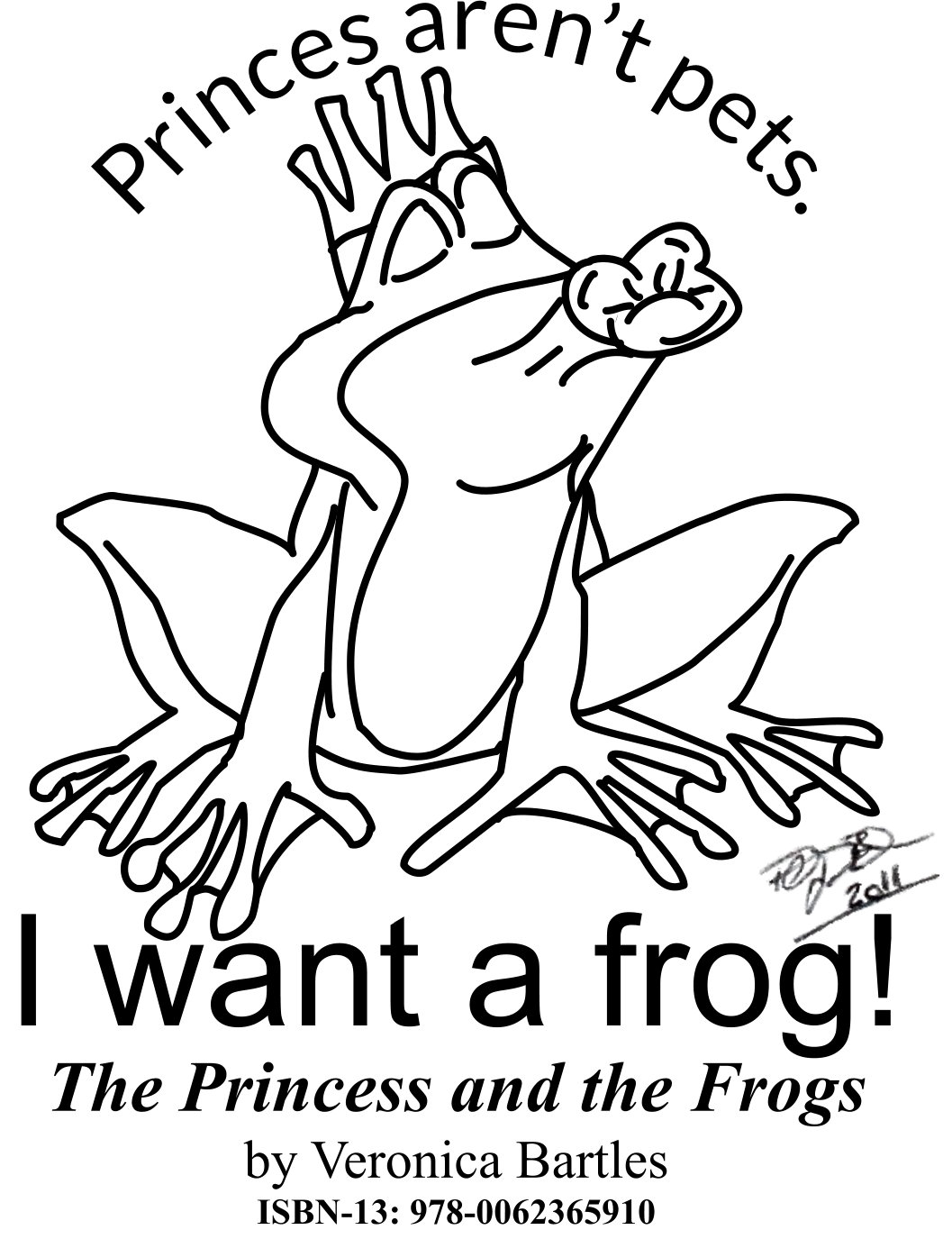 The Princess and the Frogs by Veronica Bartles - free frog coloring page